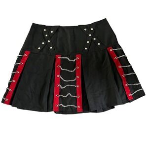 Hot Topic Social Collision Black Mini Skirt Red Accent Chain Detail‎ Punk Goth M